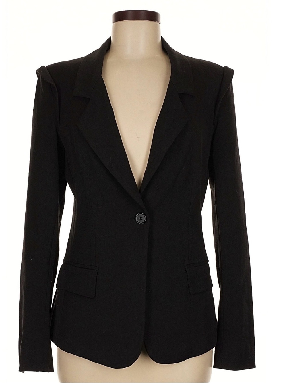 **Reese + Riley Black Tailored Scalloped Blazer One Button Sz 6